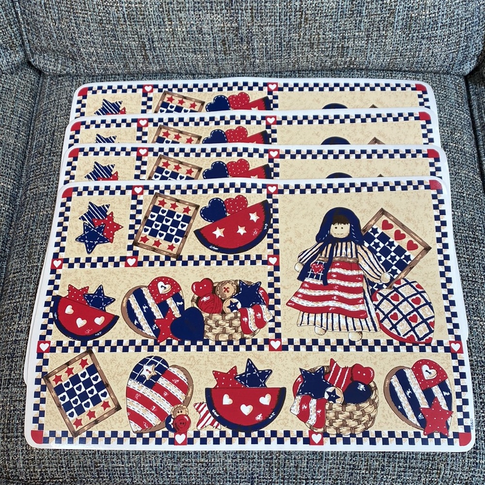 Set of 4 Early American Homespun Placemats